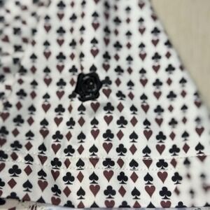 Straight Down Performance Polo Men's L Golf Shirt Cards Suits Print Stretch Knit